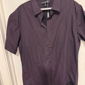 Beverly Hills Polo Club Men's Black and Red Patterned Shirt